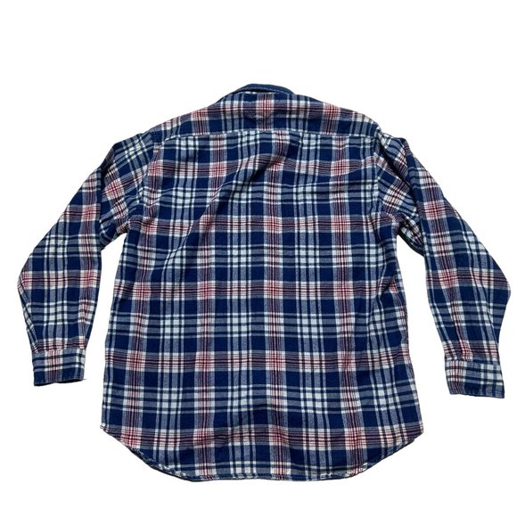 Tommy Hilfiger Flannel Shirt Mens Small Blue Plaid Denim Collar Long Sleeve - Picture 3 of 8